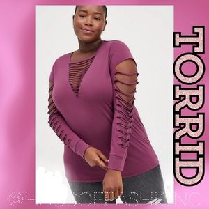 TORRID Purple Violet Slash Classic Fit Long Sleeve Tee! NWT!